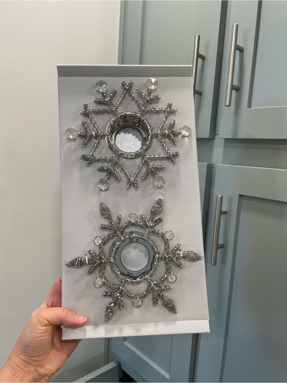 Silver Snowflake Wall Candle Holders by